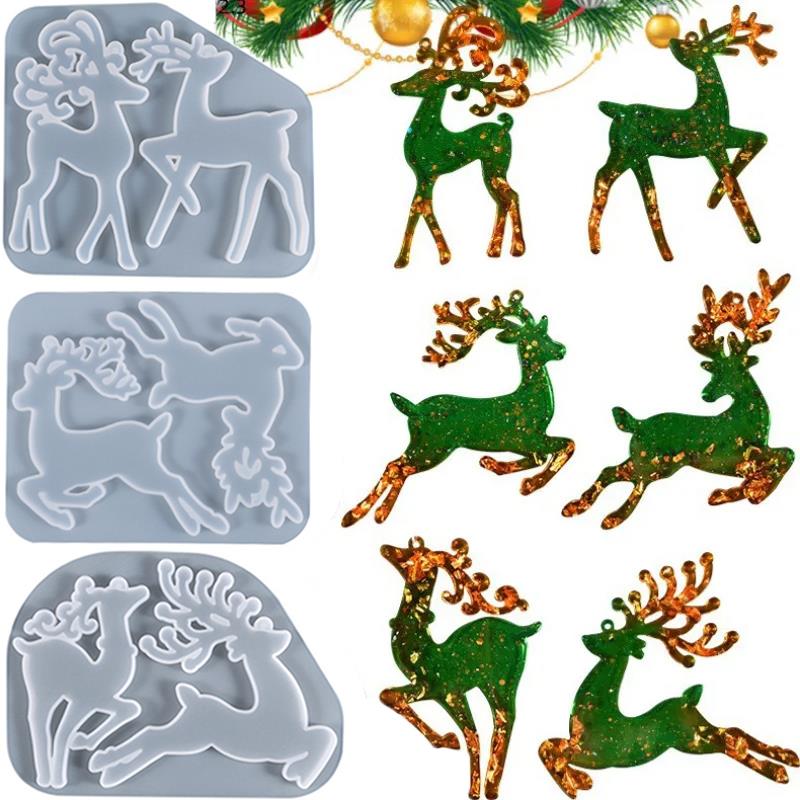 Model Kit Varnish - Kerst elanden epoxyhars mal voor sleutelhanger