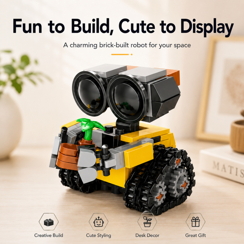Model Kit Display - Mini Robot Bouwstenenset, Schattig rupsbandrobotmodel met