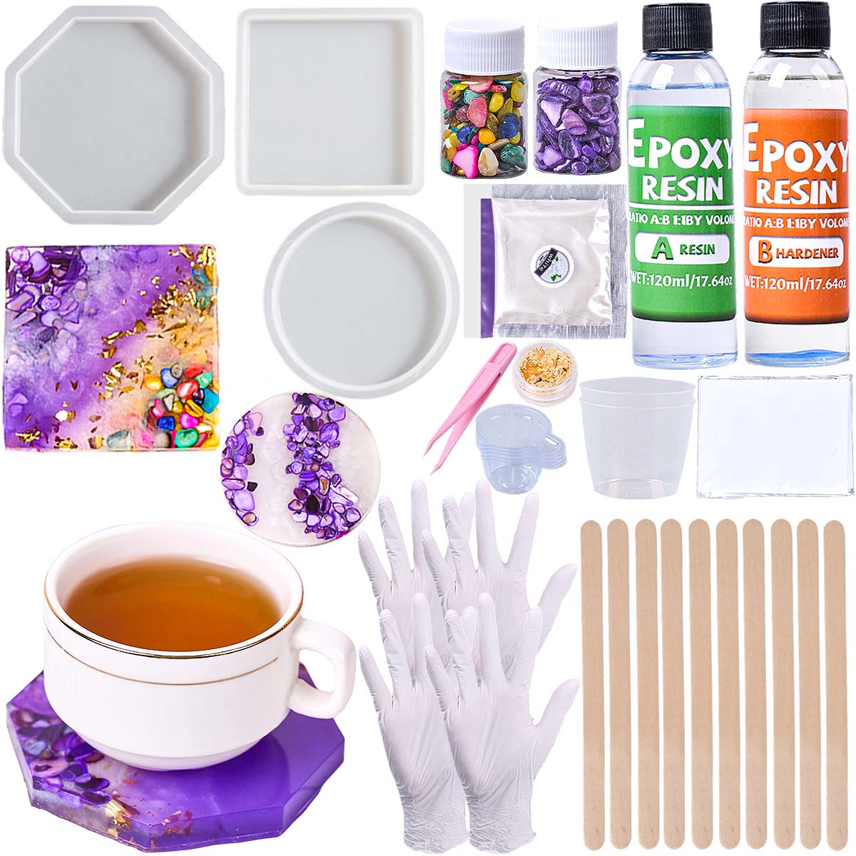 Resin Kit Cast - Epoxyhars Coaster Maakset met AB Harslijm,
